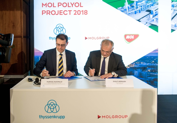 About the Polyol project is decided, the MOL Group has entered into a contract for engineering, purchasing and construction with thyssenkrupp