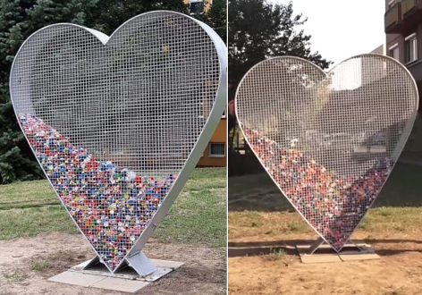 In Hungarian cities you can find big metal hearts on the streets. However, they do not serve as decoration