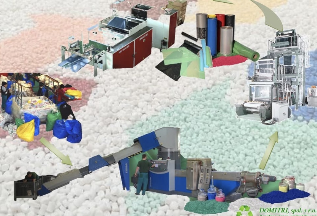 Recycling, crushing, production of foil, bags